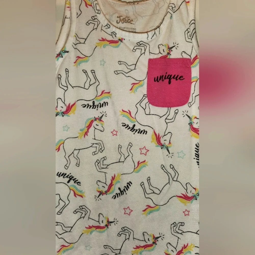 Justice Unicorn Tank Top - White and Pink